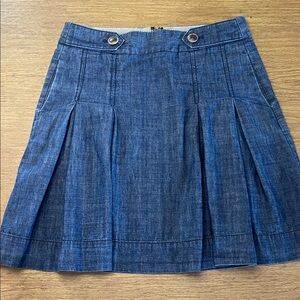 J. Crew Denim Blue Pleated A-Line Skirt